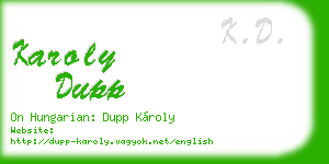karoly dupp business card